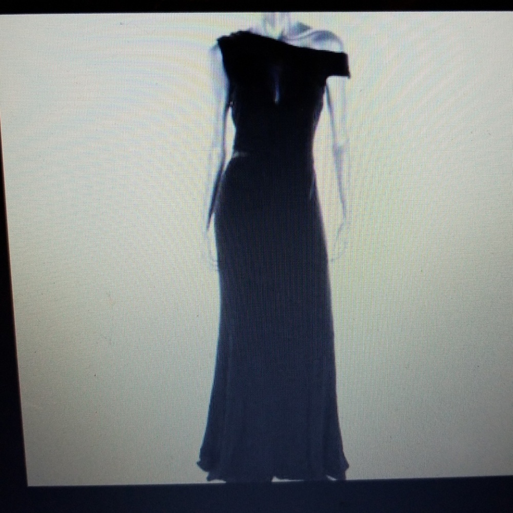 XSCAPE Women's Black & Mesh GOWN LONG DRESS 14